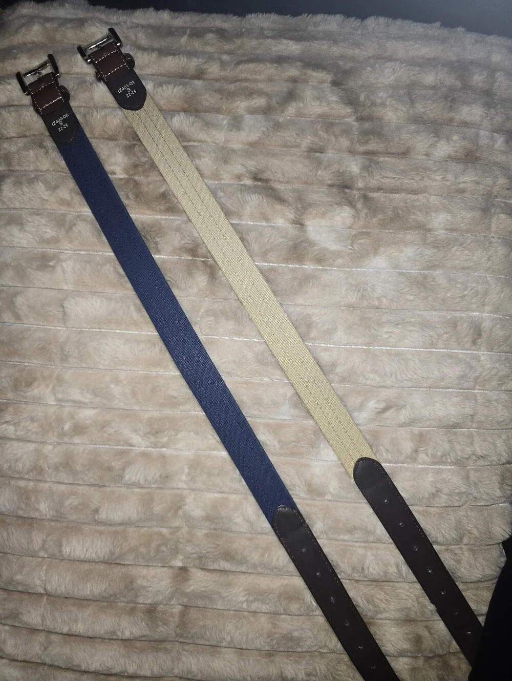 IZOD Boys Canvas Web Belts Lot 2 Size Small 22-24 Navy Khaki Brown Leather